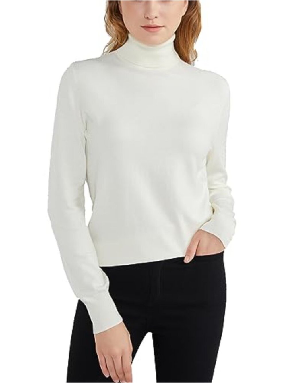 Woolicity Turtleneck Knit Pullover Sweater Lightweight Long Sleeve Women's Top